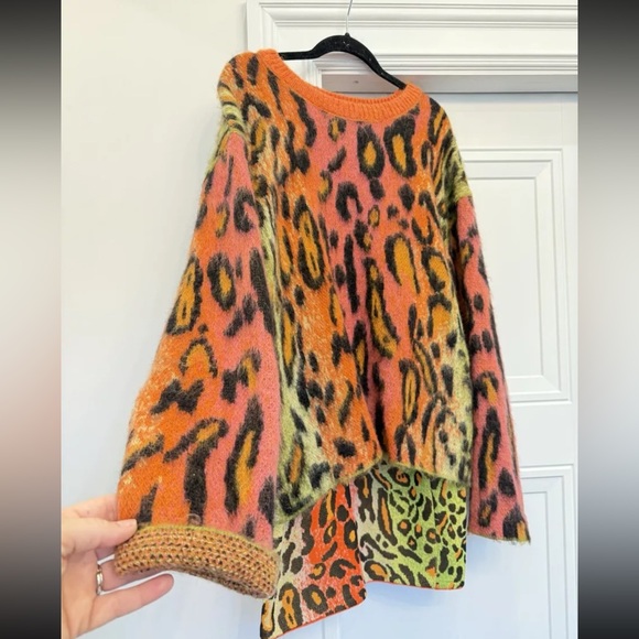 STELLA MCCARTNEY NEON ORANGE PINK LEOPARD SET SIZE 44 RETAIL $1900 MOHAIR  RARE - Picture 3 of 12